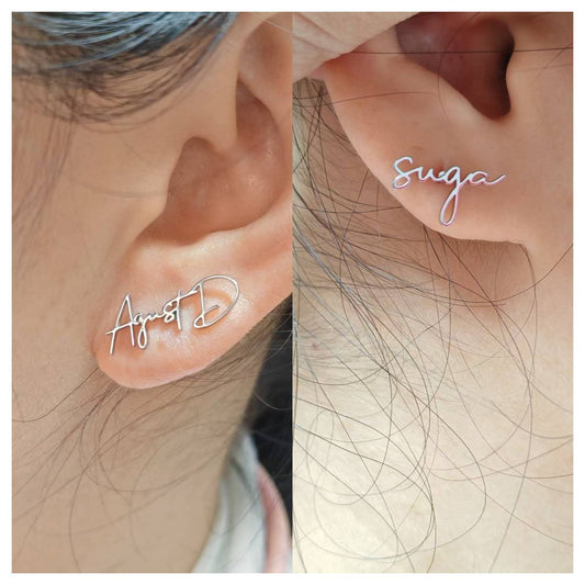 BRINCOS BTS - SUGA/AGUST D PAR EM AÇO INOXIDÁVEL