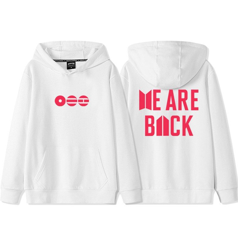 BTS "WE ARE BACK" HOODIE (black and white)