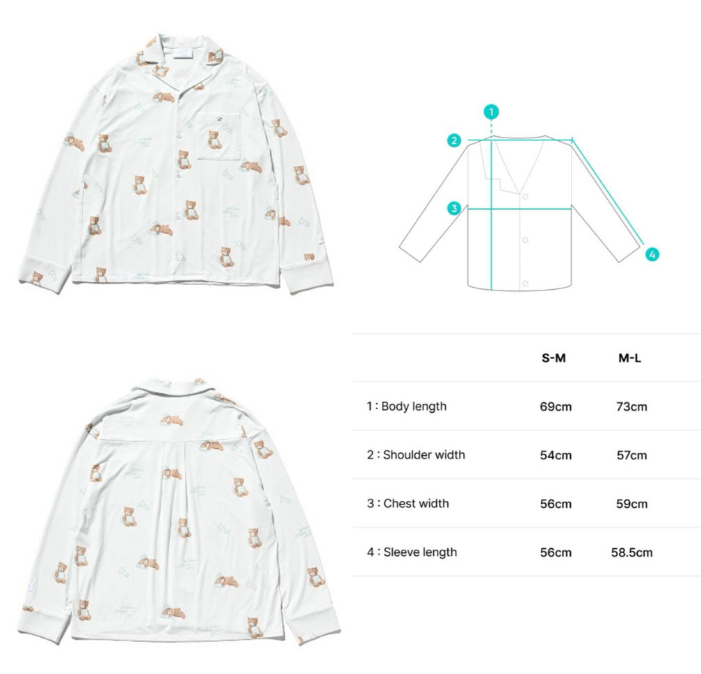 JIN BEAR PRINT PAJAMAS (Pink/Mint)