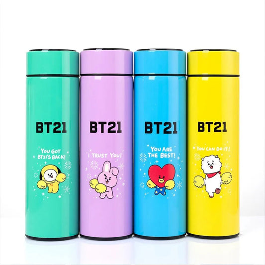 BT21 STAINLESS STEEL THERMAL BOTTLE 500ML WITH LED TEMPERATURE DISPLAY