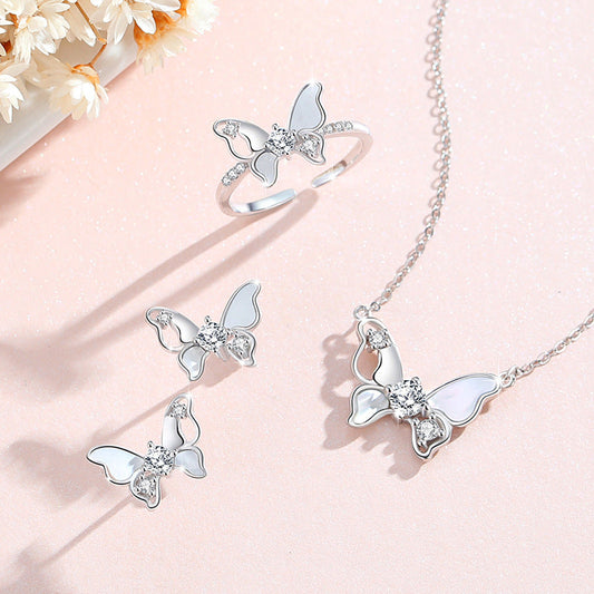 NECKLACE / RING / EARRINGS IN 925 SILVER BUTTERFLY COLLECTION