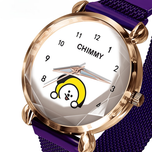 RELÓGIOS BT21 C/ PULSEIRA EM AÇO INOX (todos os personagens)