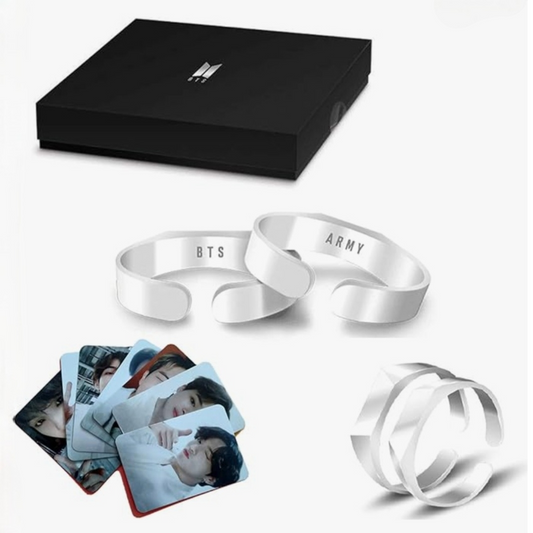 BOX WITH 2 BTS AND ARMY RINGS + 7 PHOTOCARDS SPEAK YOURSELF FINAL TOUR