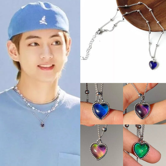 THERMOCHROMATIC (COLOR CHANGING) STAINLESS STEEL V-NECKLACE BTS