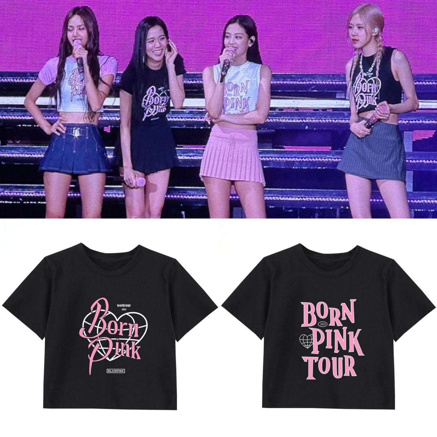 CROPPEDS BLACKPINK BORN PINK 100% ALGODÃO (preto e branco)