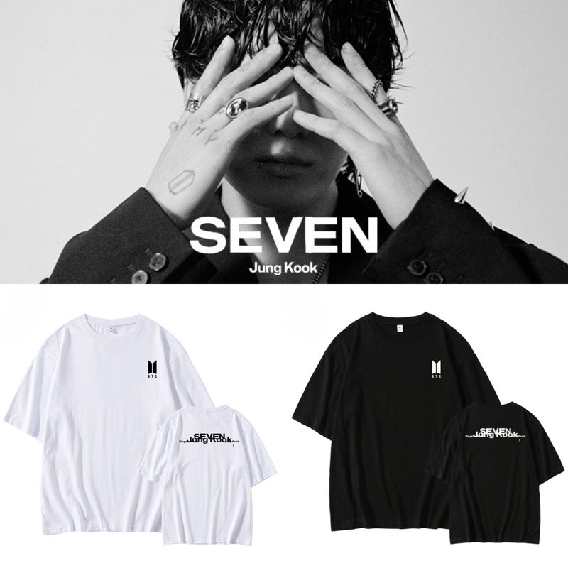 JUNGKOOK SEVEN 100% COTTON T-SHIRT (black and white)