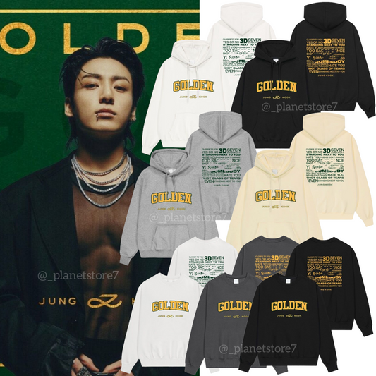 JUNGKOOK GOLDEN SWEATSHIRTS (various colors! / WITH and WITHOUT hood)