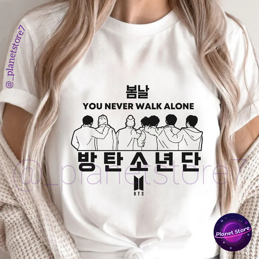 BTS "You Never Walk Alone" T-SHIRT 100% COTTON (black and white) 