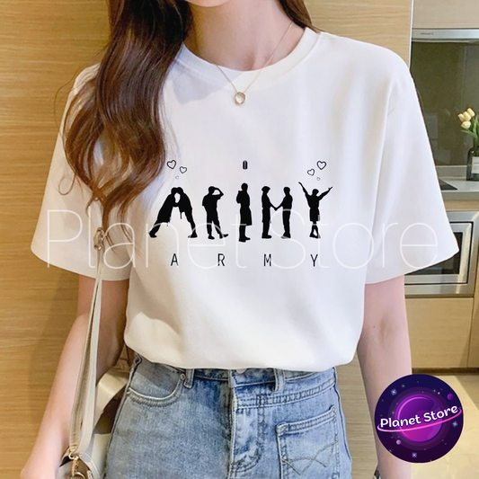 ARMY BTS BUTTER T-SHIRT 100% COTTON (black and white) 