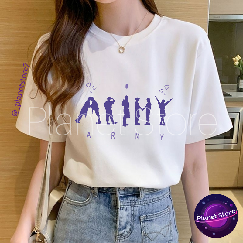 CAMISETA ARMY BTS 100% ALGODÓN (blanco y negro) 