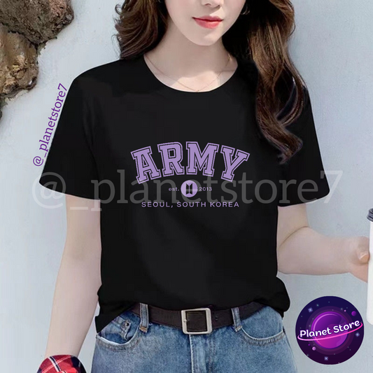 ARMY 100% COTTON T-SHIRT (black/white) 