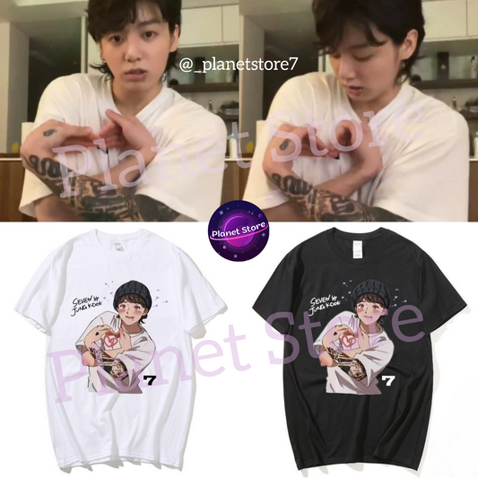 JUNGKOOK SEVEN 100% COTTON T-SHIRT (black and white) 