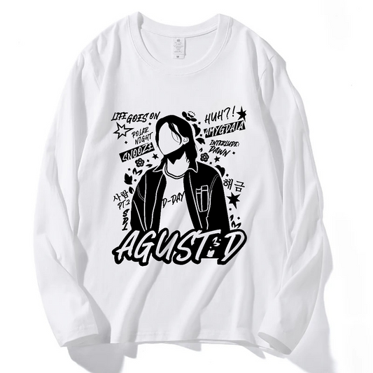 SUGA D'DAY AGUST D SHIRT 100% COTTON (black and white) 