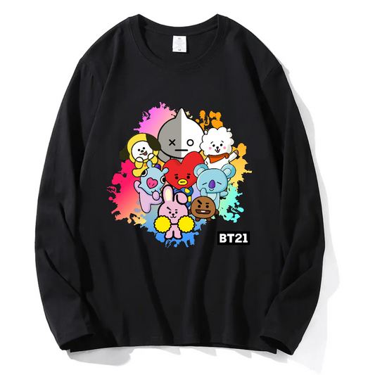 BT21 BTS SHIRT 100% COTTON (black and white) 