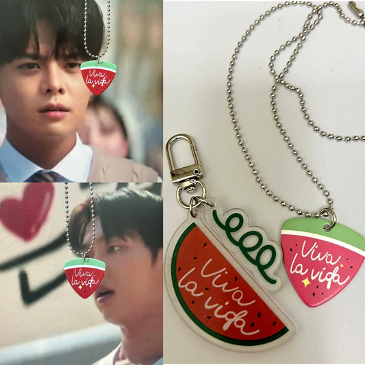 SPARKLING WATERMELON DRAMA NECKLACE + KEYCHAIN