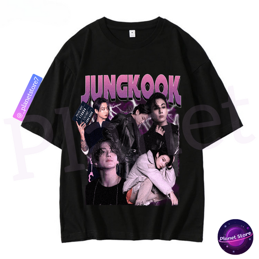 JUNGKOOK 100% COTTON T-SHIRT (black and white) 