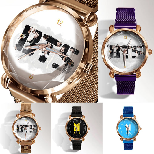RELÓGIOS BTS C/ PULSEIRA EM AÇO INOX - VÁRIOS MODELOS!✨