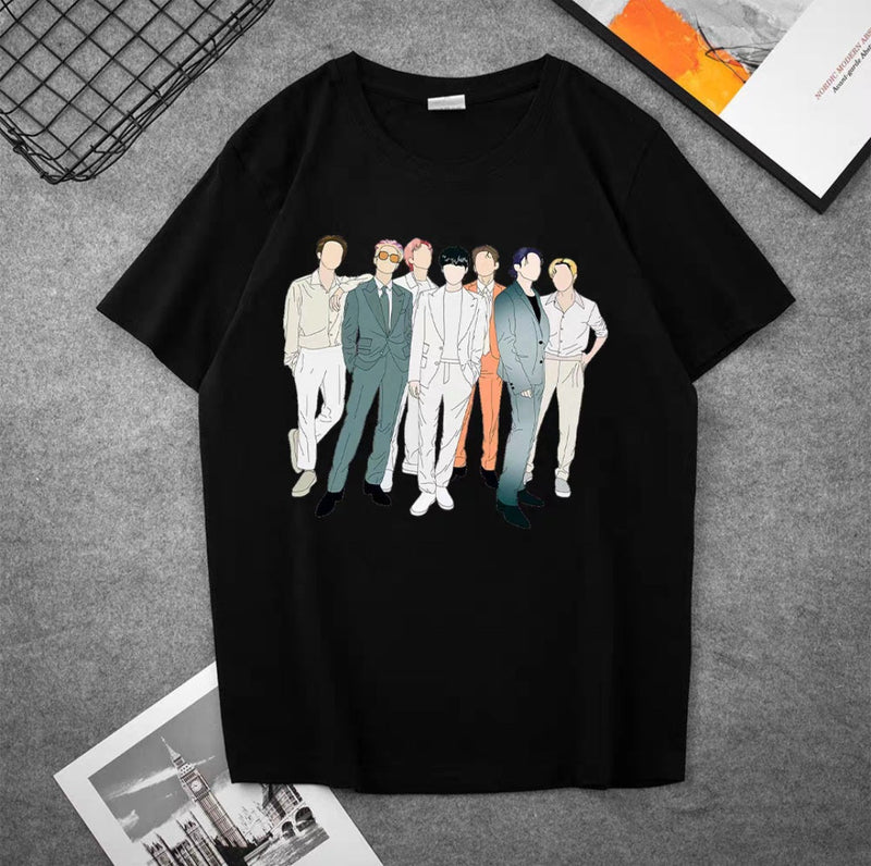 CAMISETA BTS BUTTER ARMY 100% ALGODÓN (negro/blanco)