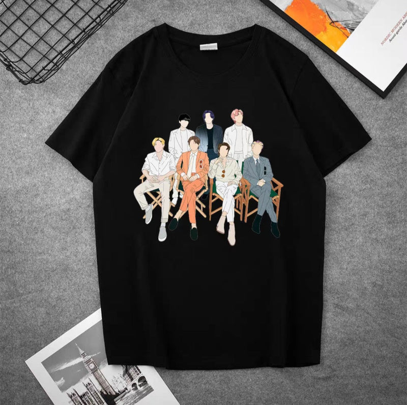 CAMISETA BTS BUTTER ARMY 100% ALGODÓN (negro/blanco)