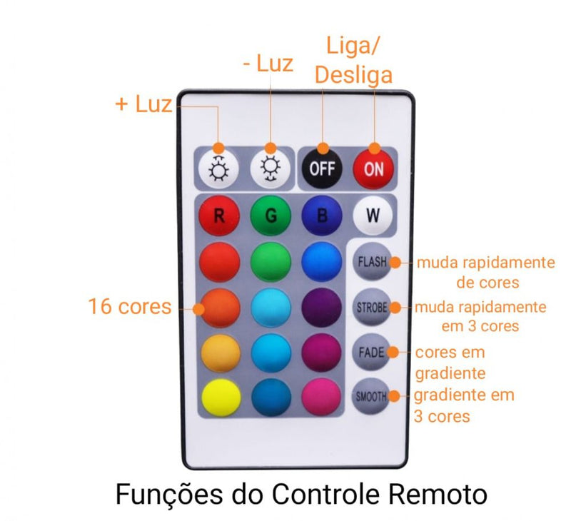 LUMINÁRIA BT21 LED MUDA DE COR (16 CORES) C/ CONTROLE REMOTO