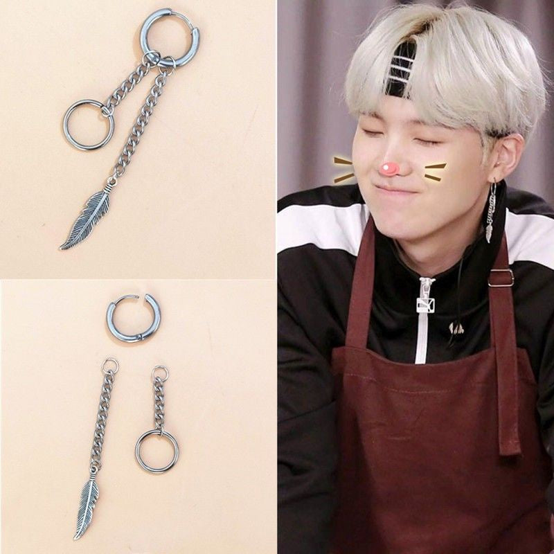 KIT CON 6 PARES DE PENDIENTES KPOP EN ACERO INOXIDABLE (JIMIN, VE SUGA) BTS