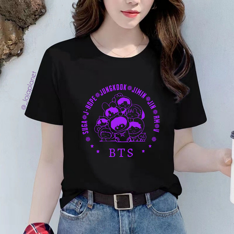 CAMISETA BTS 100% ALGODÓN (negro/blanco) 