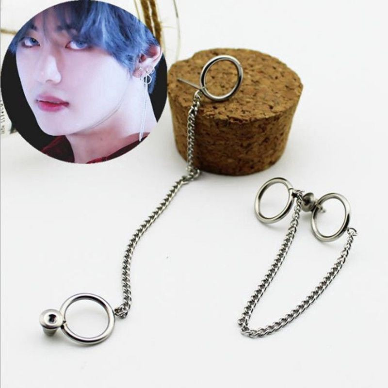 KIT C/ 6 PARES DE BRINCOS KPOP / BTS JIMIN, V e SUGA (Aço Inoxidável)